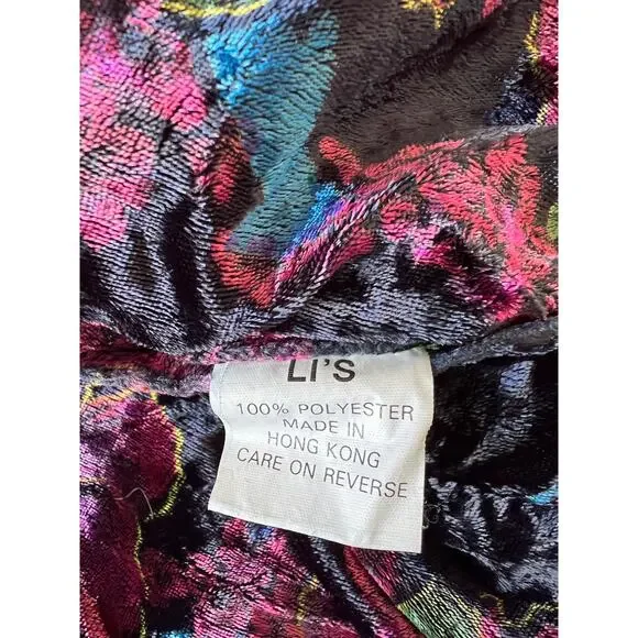 Sun Hung Velvet Floral Black Purple Reversible Bomber Style Button Jacket-sz  XL - Picture 5 of 8